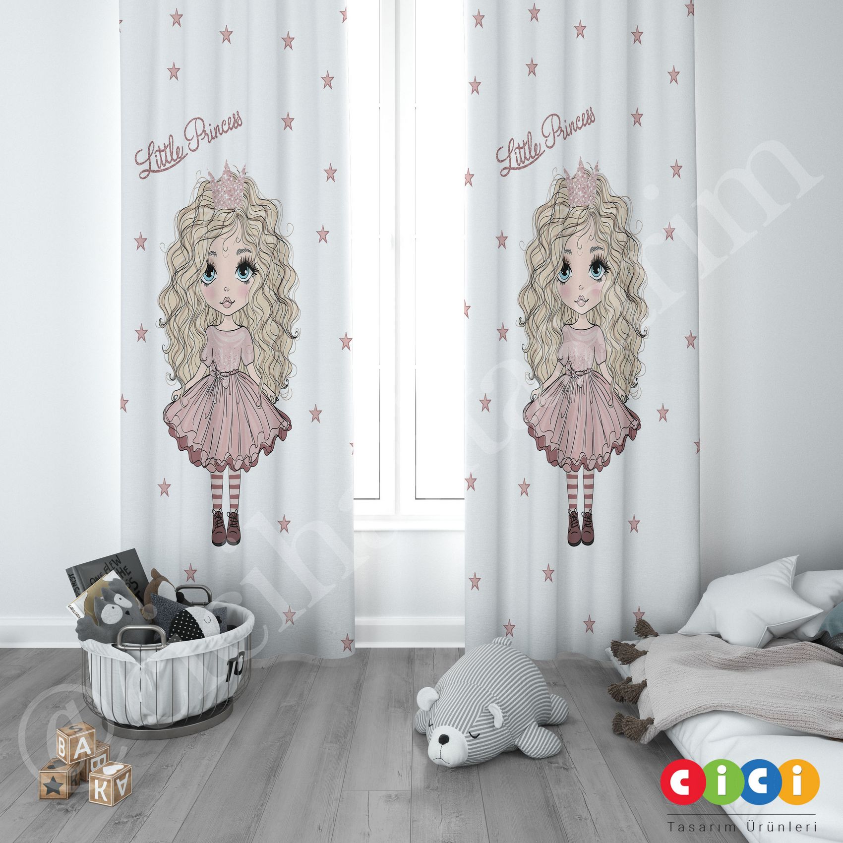 Little Princess ve Yıldızlar Çocuk Odası Perdesi